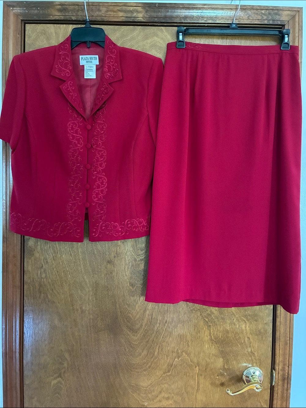 Plaza South Classic Red Two-Piece Skirt Set Size 16